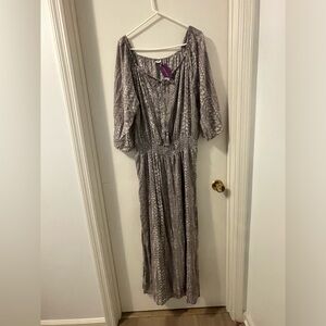 NWT LASCANA Carmen Neckline Maxi dress or Swim Coverup w/ side slits Sz 14